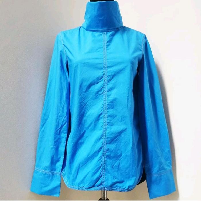 Marni preloved authentic turquoise teal high neck long sleeve shirt size 36 luxury original baju kem