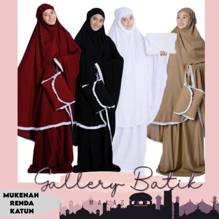 Mukena Polos Renda Ruwaida Bahan Katun Dewasa Jumbo Termurah Makassar [[Gallery Batik Makassar]]
