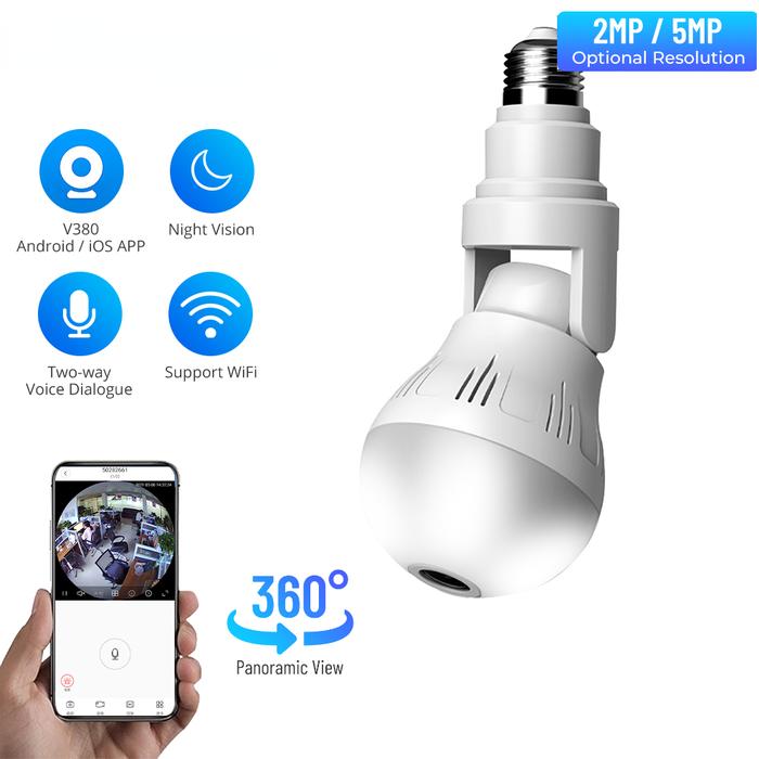 2MP 5MP Wifi Panorama Camera Home Security 360 WiFi CCTV Fisheye Bulb