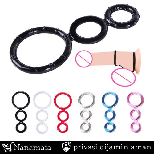 Triple Look Delay Ring Silikon 3 Lubang Cincin Pria Penunda Ejak