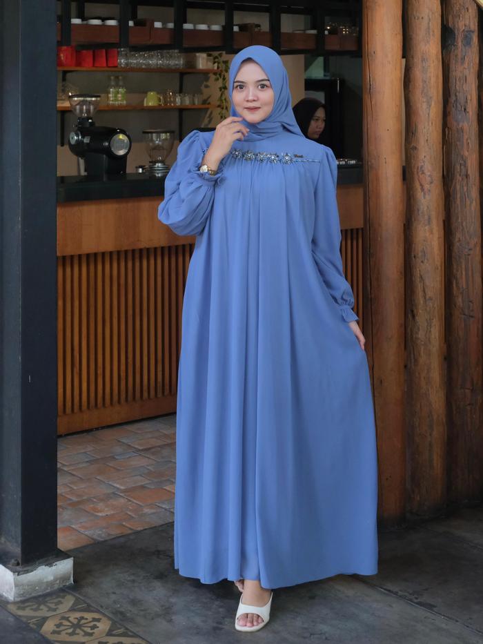 Arnufi - Gamis Almeera Ceruty Polos Premium gamis wanita, gamis muslimah, baju gamis wanita, baju mu
