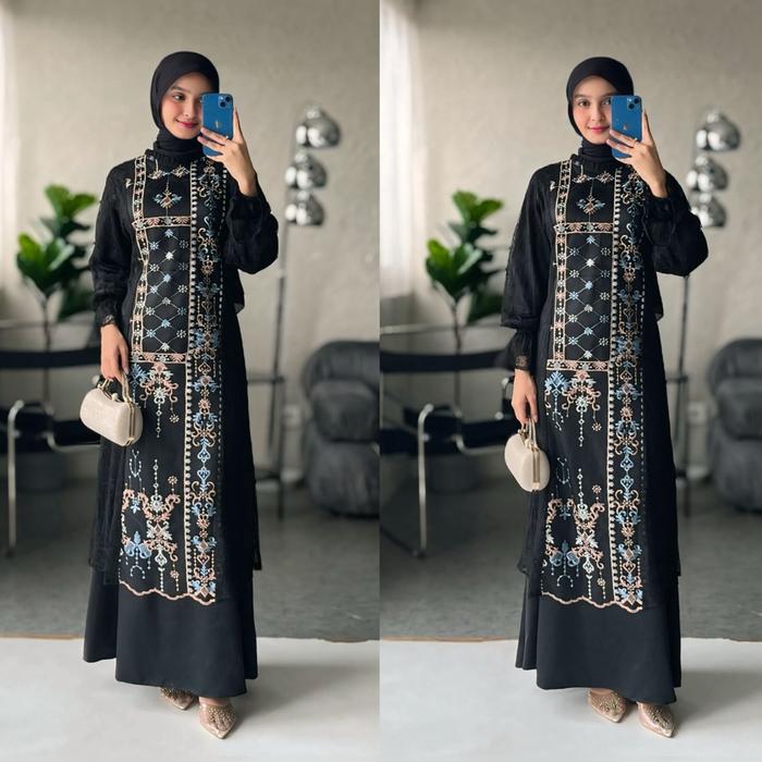 TOP hijablabel - SPECIAL PRICE ZEYA DRESS SET ( DRESS + TUNIK BLOUSE LACE ) DRESS TERBARU / GAMIS KO
