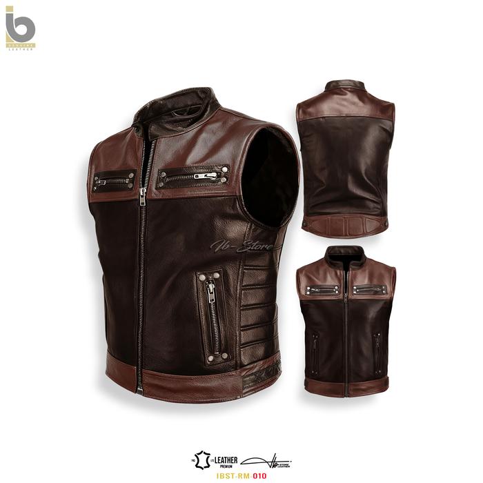 Jaket Rompi Classic. Rompi Motor Kulit Sintetis. Riding Vest Rompi Touring Stylish. Rompi kulit PU H