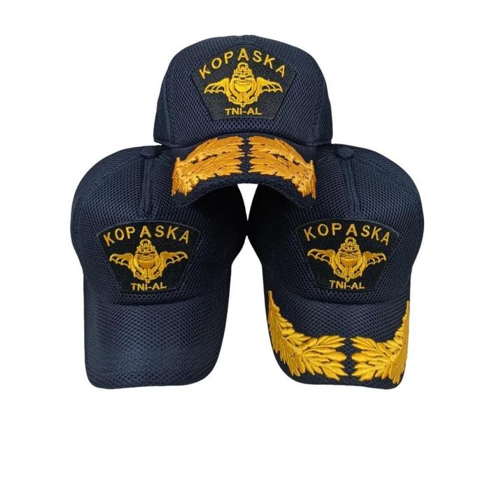 TOPI KOPASKA TNI AL Dabel Mash Warna Biru Dongker Bahan Super Bordir KOPASKA Tapping Pool Cotton Vis