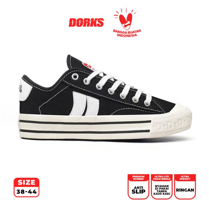 Sepatu Dorks - Metro Low Black Sneakers Casual Premium Shoes Pria Wanita Original