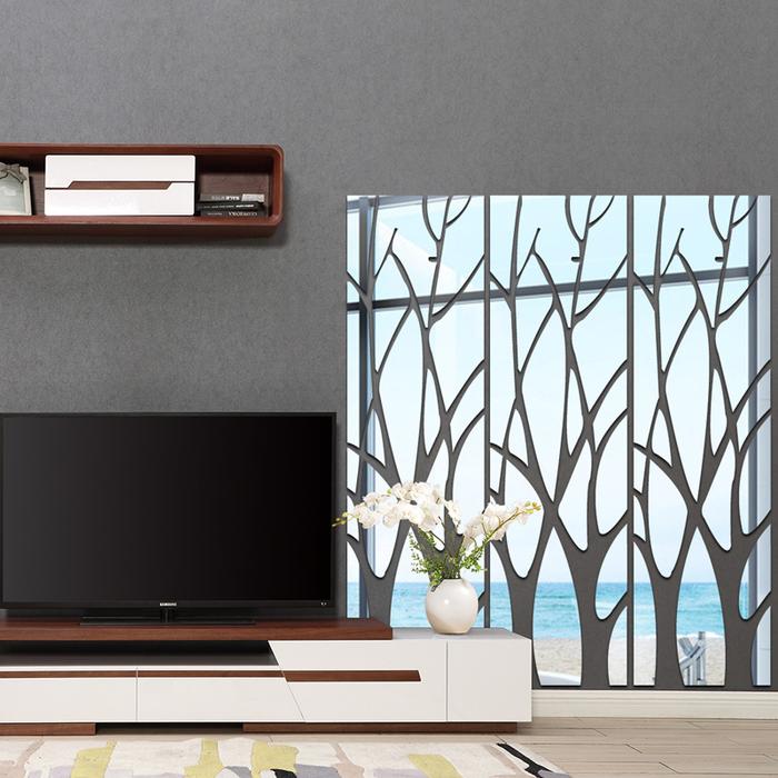 3D Mirror Wall Stickers Nordic Style Tree Mirror Sticker Decal