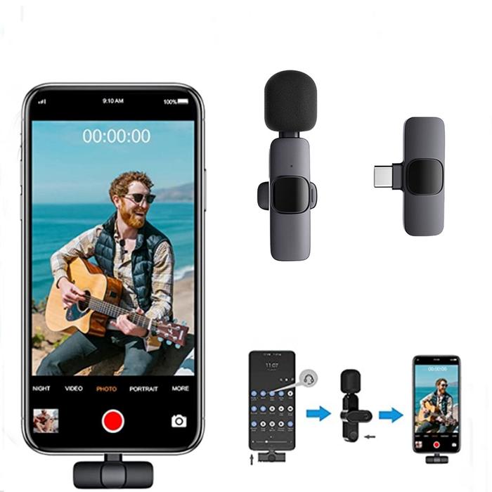 Mic K8 Bluetooth Untuk Sistem Android dan Apple Clip On Youtuber Mikrofon Nirkabel Lavalier Portabel
