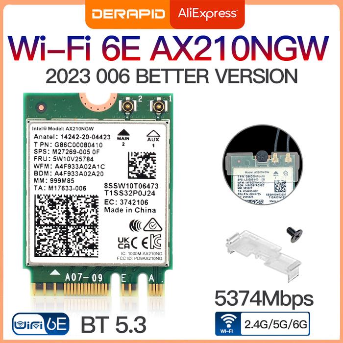 Dual Band Intel AX210 Bluetooth 5.3 Wireless AX210NGW 2.4Gbps