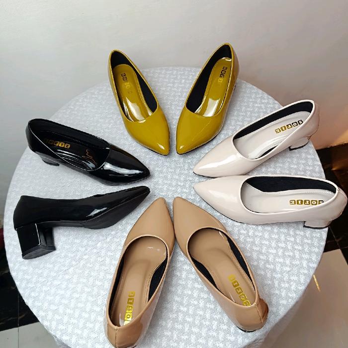 SEPATU PANSUS WANITA P137 TAHU GLOSY MIROR kRISTAL MEWAH IMPORT PREMIUM TAPAK KARET ANTI LICIN Shoes