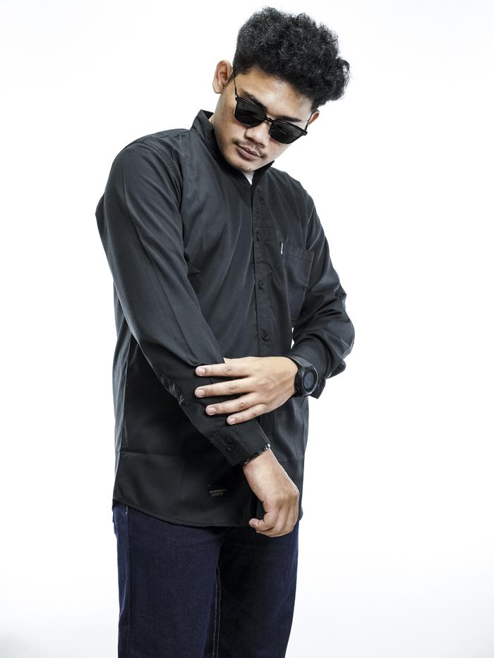 KEMEJA LENGAN PANJANG - GLOARMY - BLACK - PRIA -  POLOS