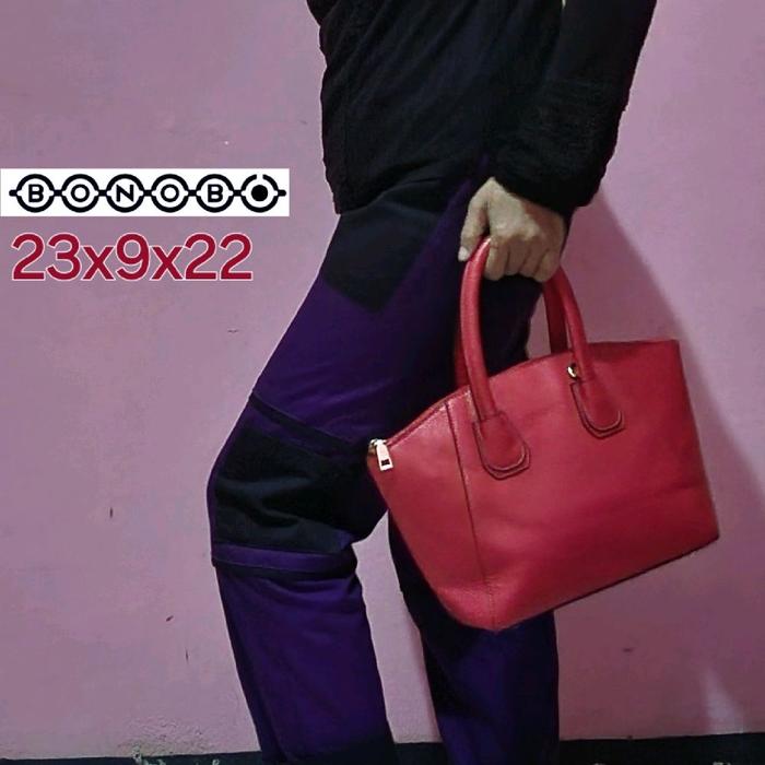 Preloved BONOBO Tas Handbag Sling Medium Kulit Tebal Merah Cabe 10inch 23x22