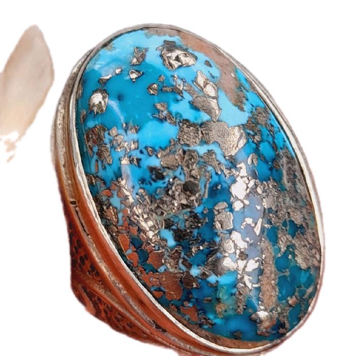 Batu Akik Pirus Persia/Turquoise Badar Perak Asli Natural Harga Murah