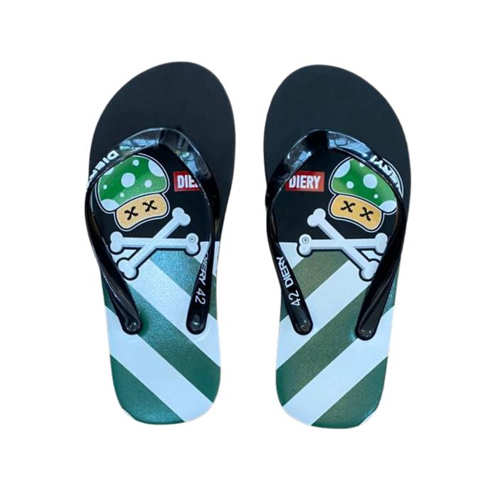 Diery Sandal Jepit Spon Pria Green Stripe Sandal Distro
