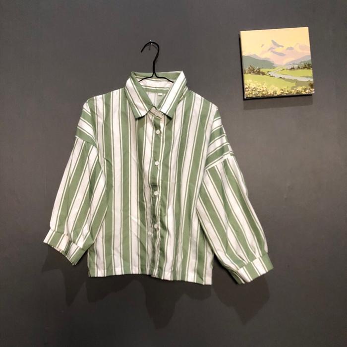 kemeja bahan kain garis garis