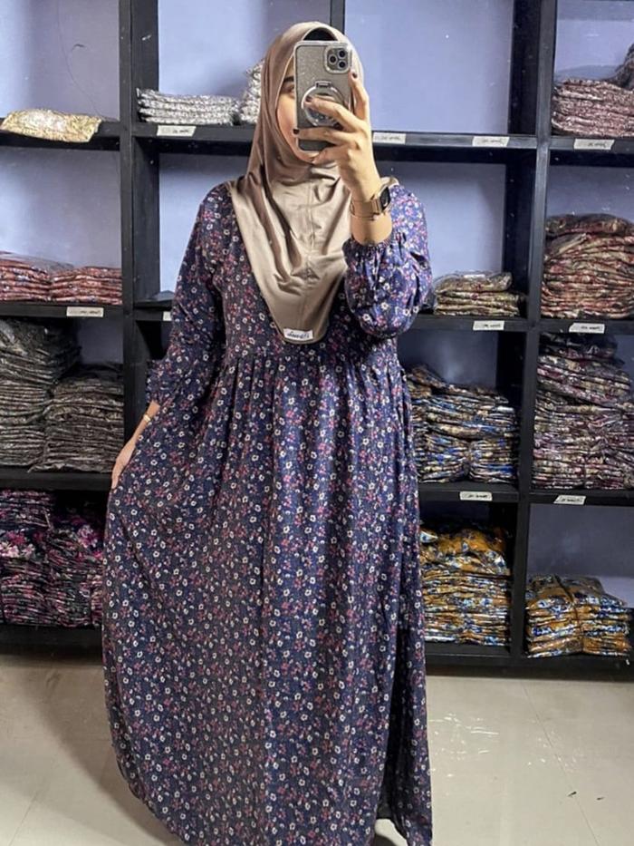 midi dress rayon motif bunga,midi dress rayon premium,dress midi motif bunga bunga Nyaman