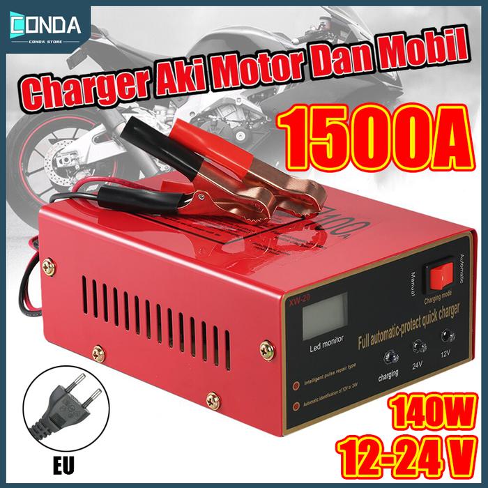 Charger Aki Motor Mobil/1500A/Otomatis Accu Kering Dan Basah Lead Acid/Battery Charger Auto Charger