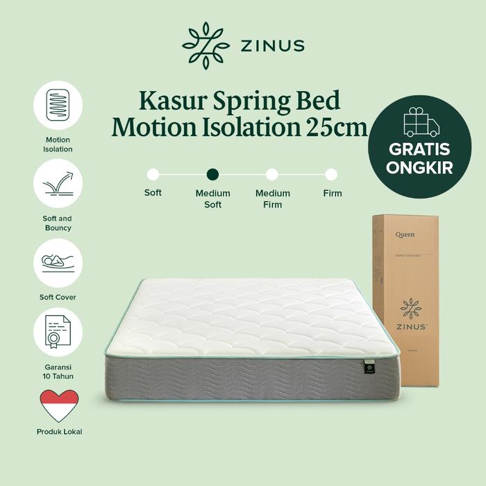 Kasur Spring Bed Zinus Motion Isolation Mattress in a Box Tebal 25cm