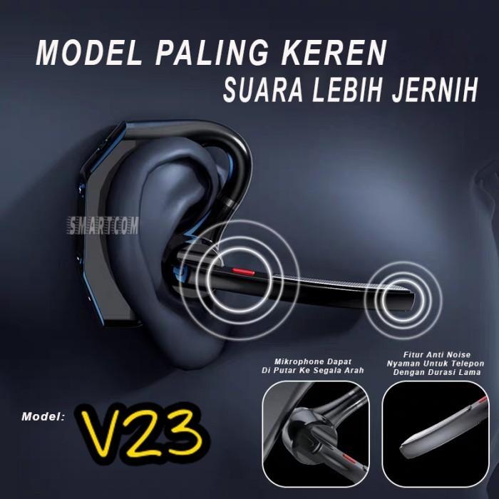 SMARTCOM ~ Earphone Handsfree Headset Bluetooth V23 Wireless Bluetooth 5.3 Waterproof