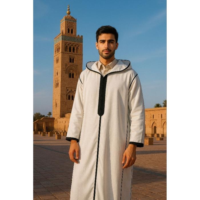 Terlaris Djellaba.Id Gamis Umroh Baju Muslim Jubah Sholat Hoodie Jalabah Kapucong Maroko Pria Flanne