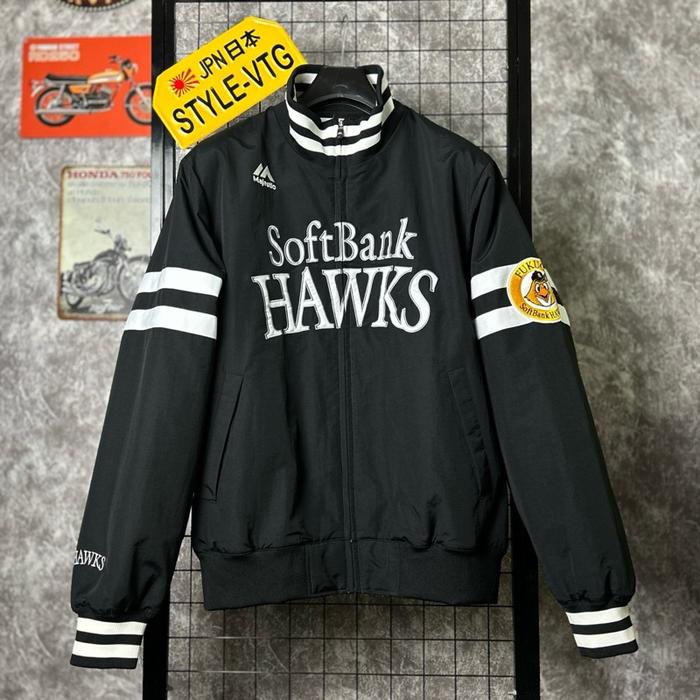 Jaket mlb baseball majestic softbank hawks japan jepang original starter jersey nhl nfl