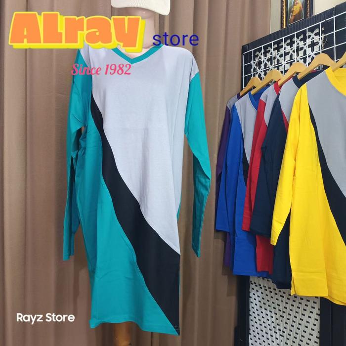 Baju senam wanita muslimah / atasan olahraga tunik tosca abu / Kaos olahraga guru /kaos Panjang  Spo