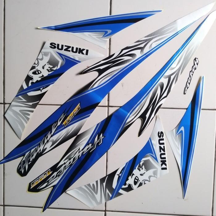 Sticker striping Suzuki Hayate 125 putih biru ready stock OSEAN