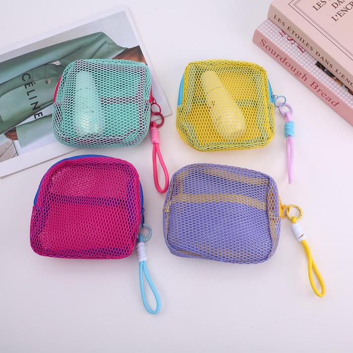 MYUZUU Dompet Jaring Mini Transparan PC2221 Pouch Kosmetik Tempat Koin Serbaguna