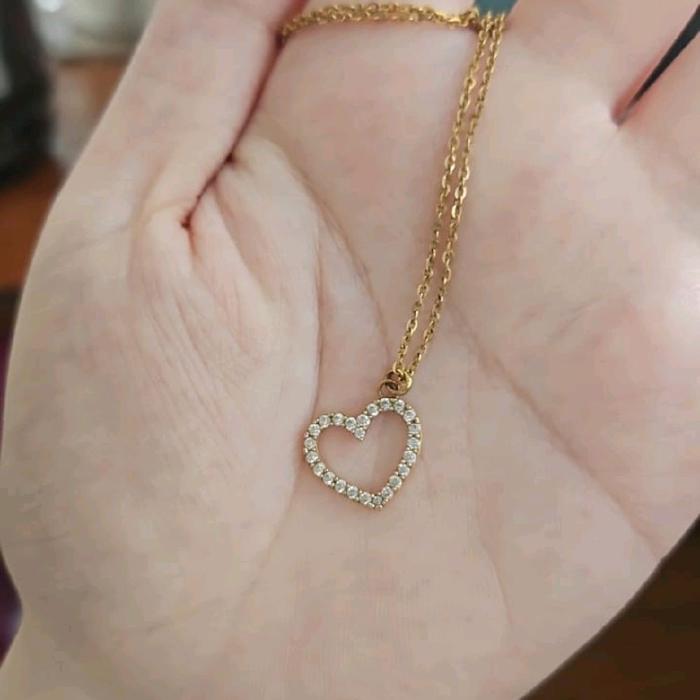 kalung bandul liontin love hati polos linea ubs emas asli muda 375