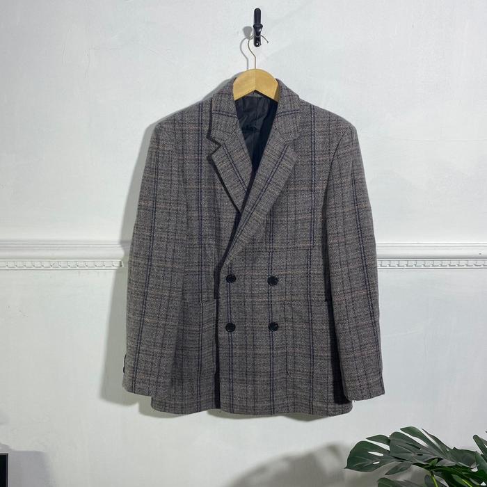 VINTAGE JAS BLAZER HEARINGBONE DOUBLE BREASTED WOOL 8SECOND (P77 L53)