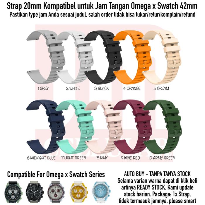 [PREMIER-W] UNB TALI JAM TANGAN 20MM UNTUK OMEGA X SWATCH 42MM - WATCH STRAP SILIKON RUBBER PRIA WAN
