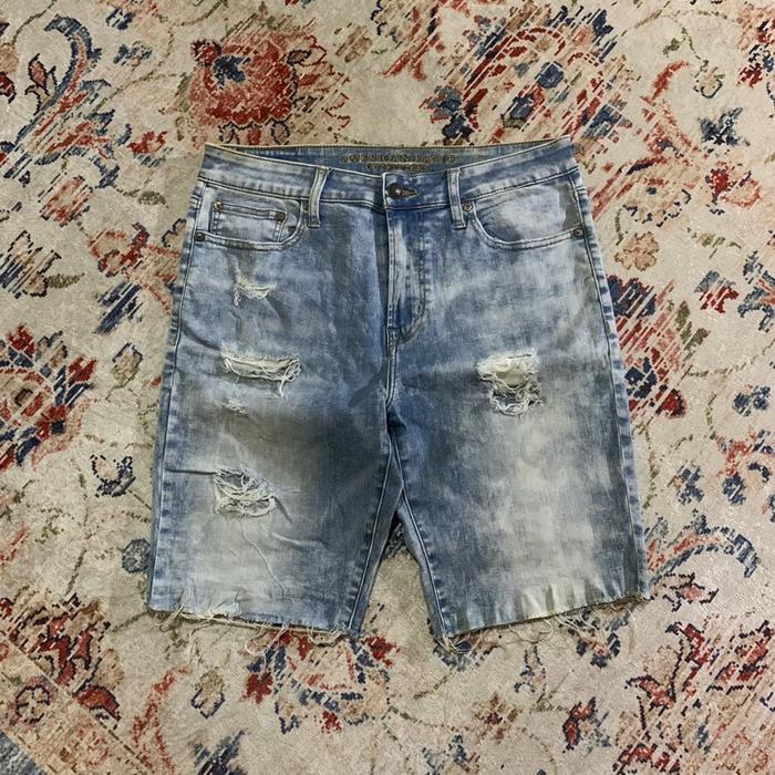 american eagle celana pendek jeans denim bahan melar ukuran 32 33 washed original