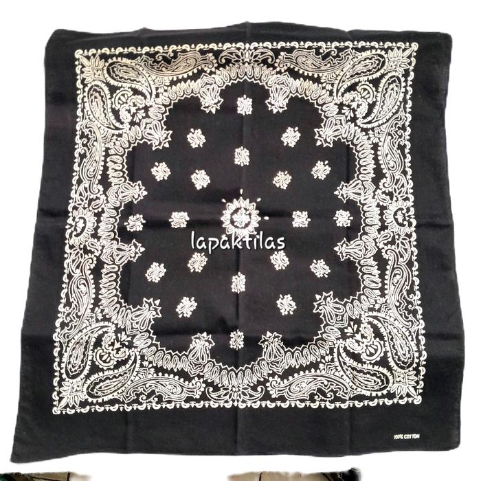 Vintage Bandana Paisley Black Import not Have A Hank Made In USA Handkerchief Second