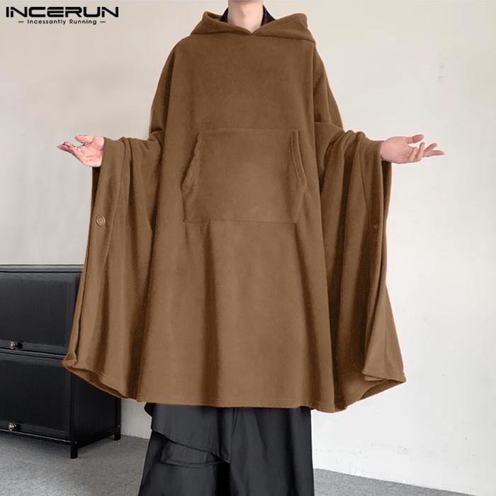 Casual Simple Style Tops INCERUN Mens Solid Mid Length Knee Length Hoodies Leisure Loose Fitting Bat