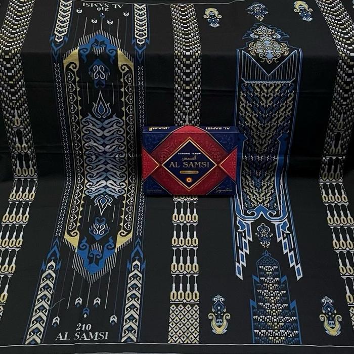 Sarung Seri Hitam Al Samsi 210 Signature Motif BHS Premium Kain Katun Sutra Soft Muslim Dewasa New