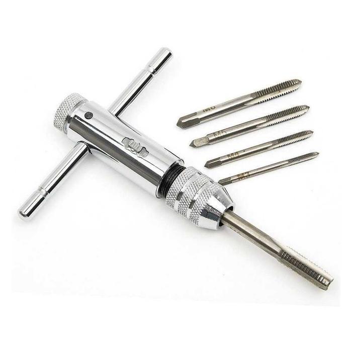 Set Hand Tap M3-M8 Pembuat Drat Ulir dengan Gagang - WO8
