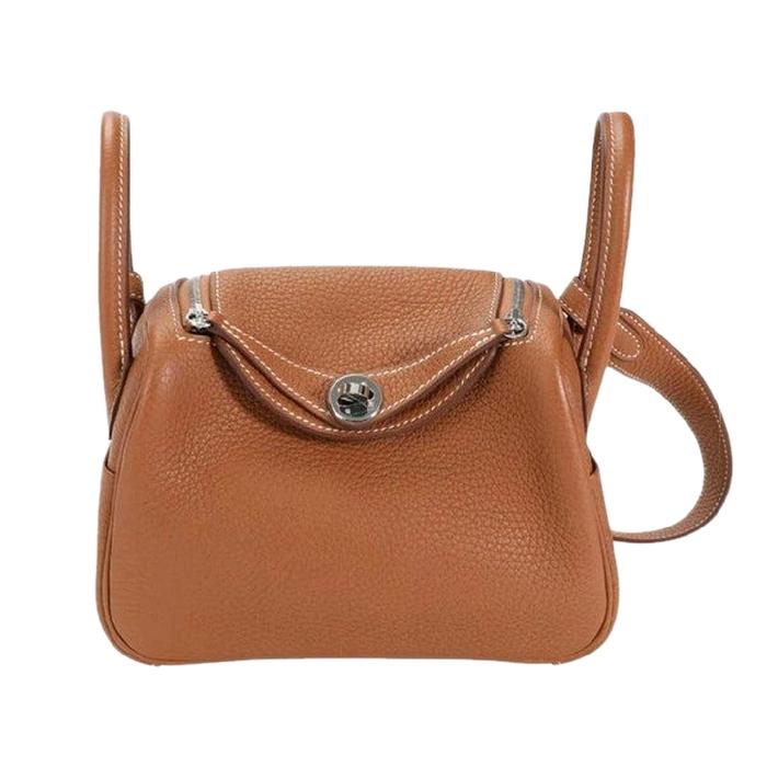 HM Lindy Mini Tas Tangan Wanita Kulit Asli Coklat Muda dengan Desain Elegan dan Fungsional