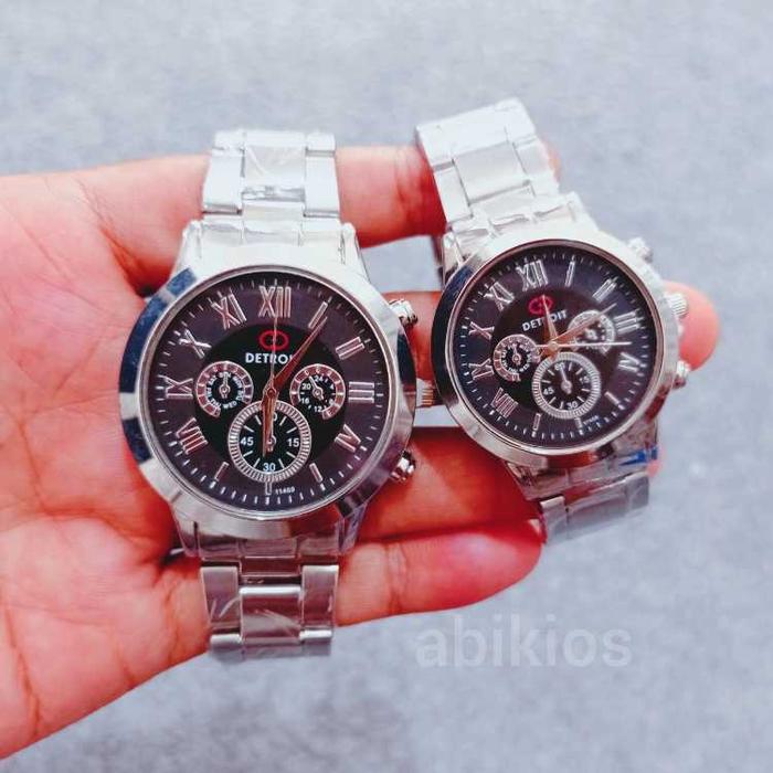 Jam tangan couple simpel silver black rantai analog co1