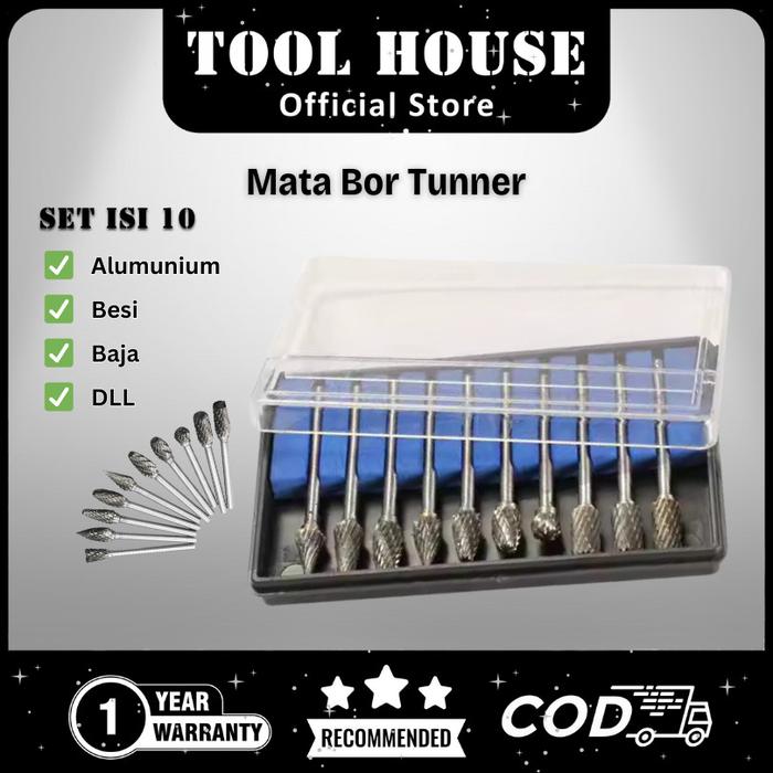 Tool House [Garansi Toko 1 Tahun] MATA BOR TUNER CUNER PORTING SET ISI 10PCS Drill Grinder Cuner Tun