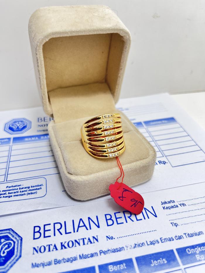cincin wanita dubai emas muda 5gr motif permata 8 baris