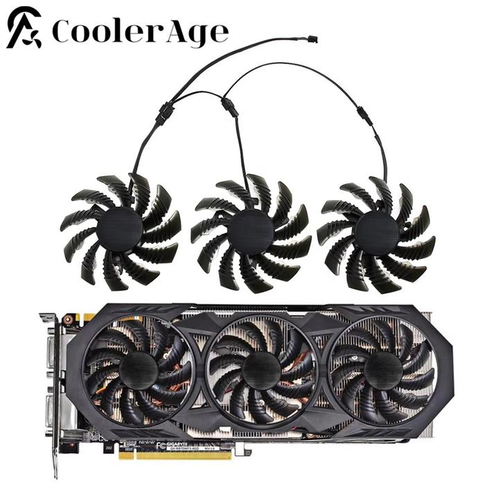 75MM T128010SM PLD08010S12H 3pin GTX 970 Cooler Fan for Gigabyte GV-N970WF3OC-4GD GTX970 Graphics Vi