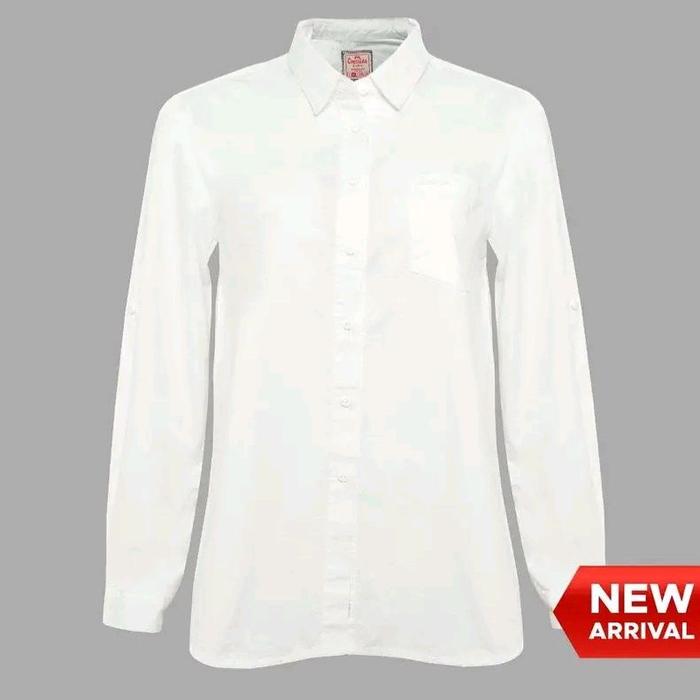 304 CRESSIDA BLUS PANJANG PUTIH WANITA DEWASA 301206 Atasan Basic Casual Katun Ladies kemeja putih