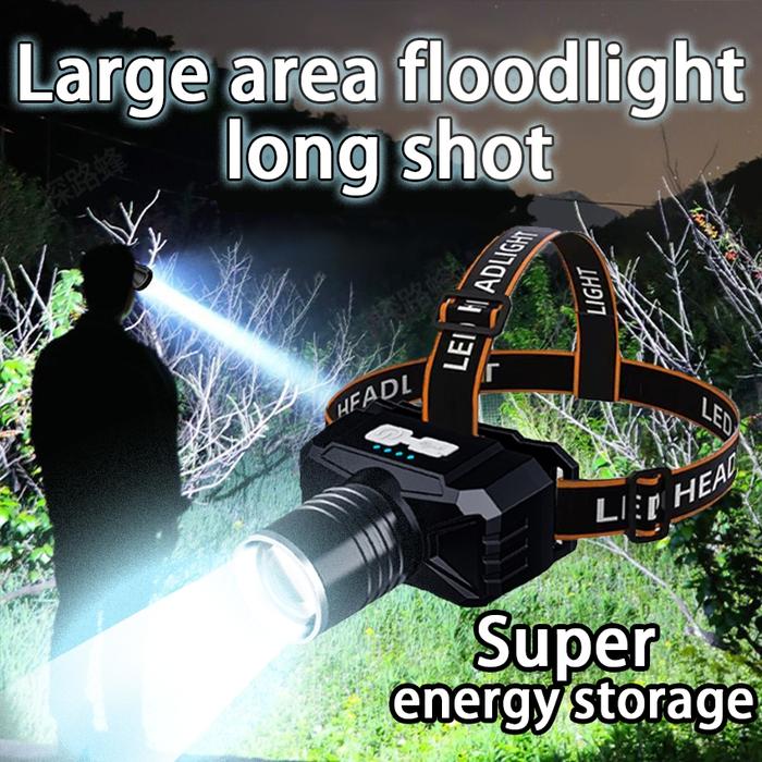 【COD】Senter Kepala Led zoom super/lampu depan tahan air sensor gerak/LED senter super terang/USB rec
