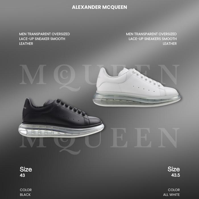 ALEXANDER MCQUEEN Men Transparent Oversized Lace-Up Sneakers Smooth Leather (100% Authentic Original