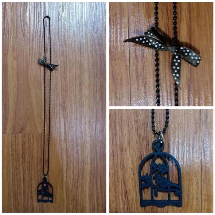 Kalung preloved liontin Kayu Sangkar Burung Ribbon