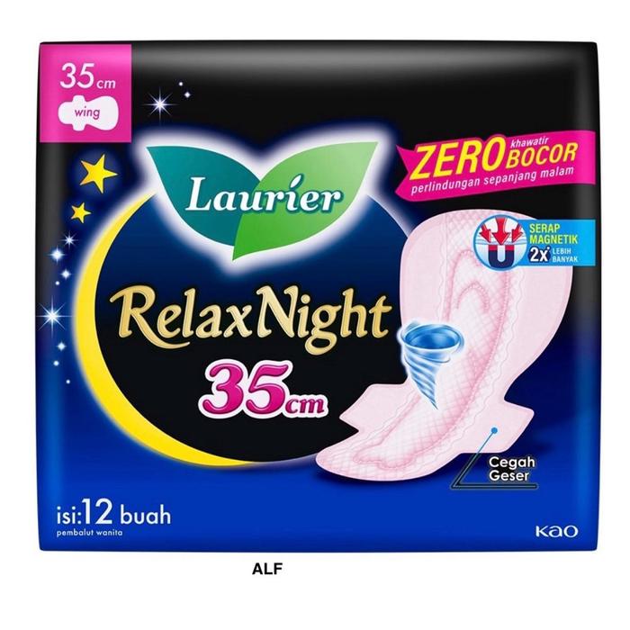Laurier Relax Night Pembalut Wanita Wing Malam 35 cm 12 pcs