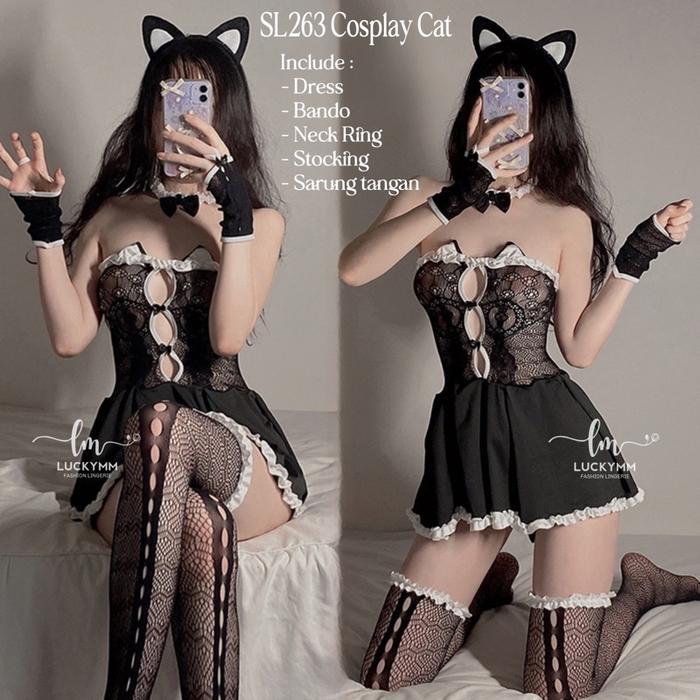 Sexy Lingerie Cosplay Cat Baju Sexy Kostum Kucing Wanita / Lingerie Cosplay Wanita 263
