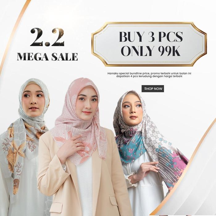 HARRAMU Kerudung Segiempat Printing Bundling Part 2 - Jilbab Segiempat Motif Voal Paris Premium Hija