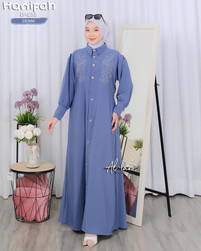 DRESS AFIFAH HANIFAH BY ALFARO GAMIS KOSIBO APLIKASI SWAROSKY CANTIK MODEL KEKINIAN FASHION LEBARAN