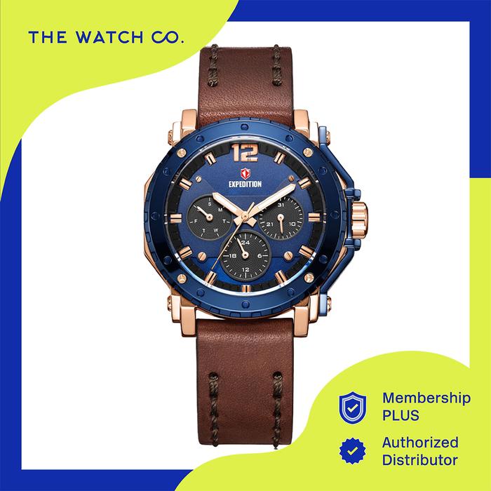 Jam Tangan Expedition Multifunction Ladies Blue Stainless Steel Two-tone Rose Gold & Blue Stainless 