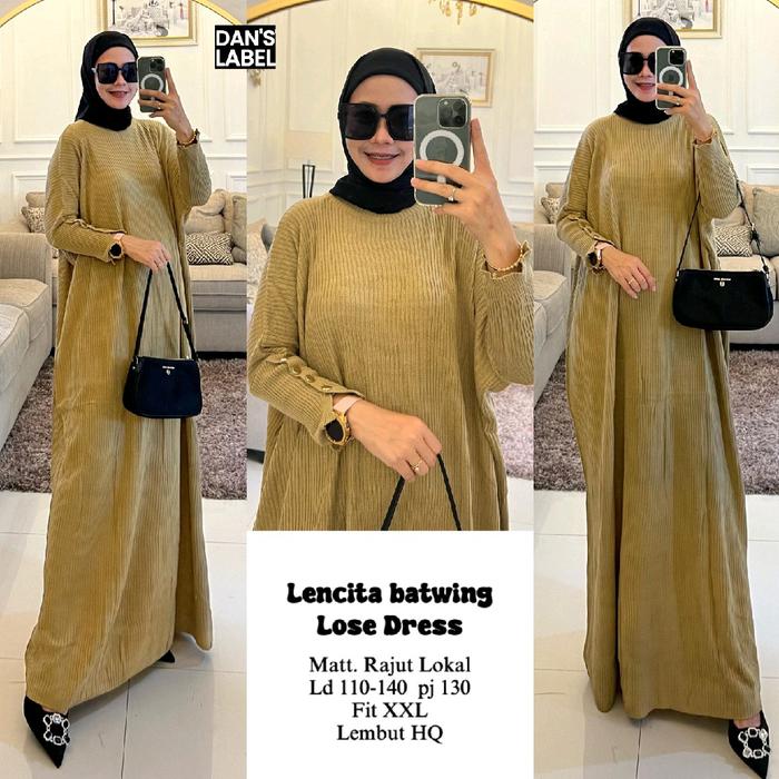 lencita batwing dress best seller matt rajut lokal ld 110-140 pb 130 lembut HQ merk dans label